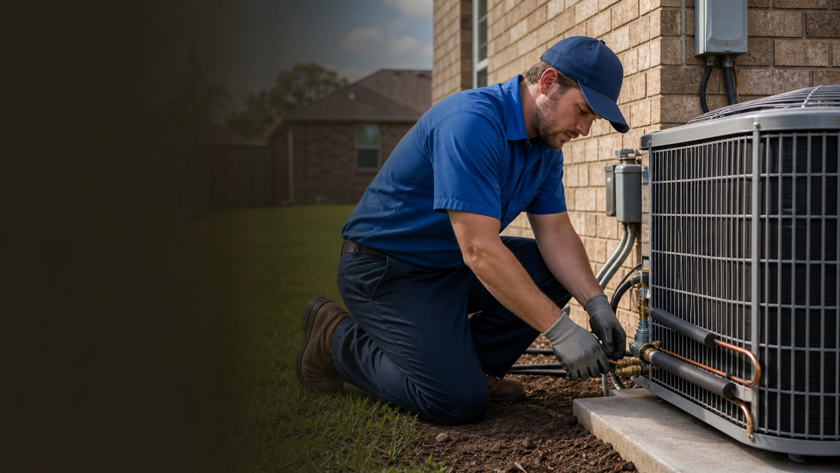 Mark Johnson & Sons technicians installing a new central air conditioning system at a North Louisiana home
